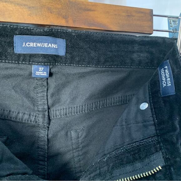 J. Crew Black Velvet 9" High Rise Toothpick Jeans - Picture 6 of 8